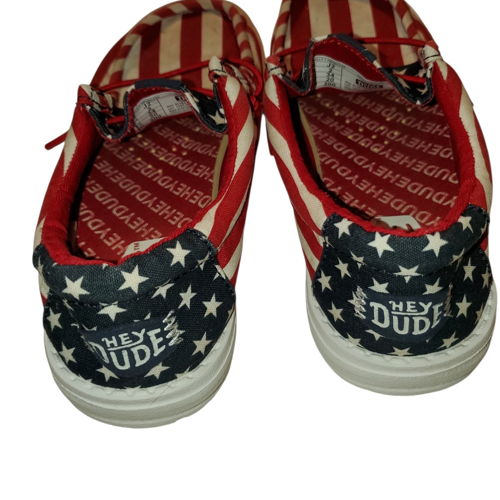 Hey Dude Kids Sneakers in Red, White, and Blue Wally Funk Americana Stars - Picture 4 of 5